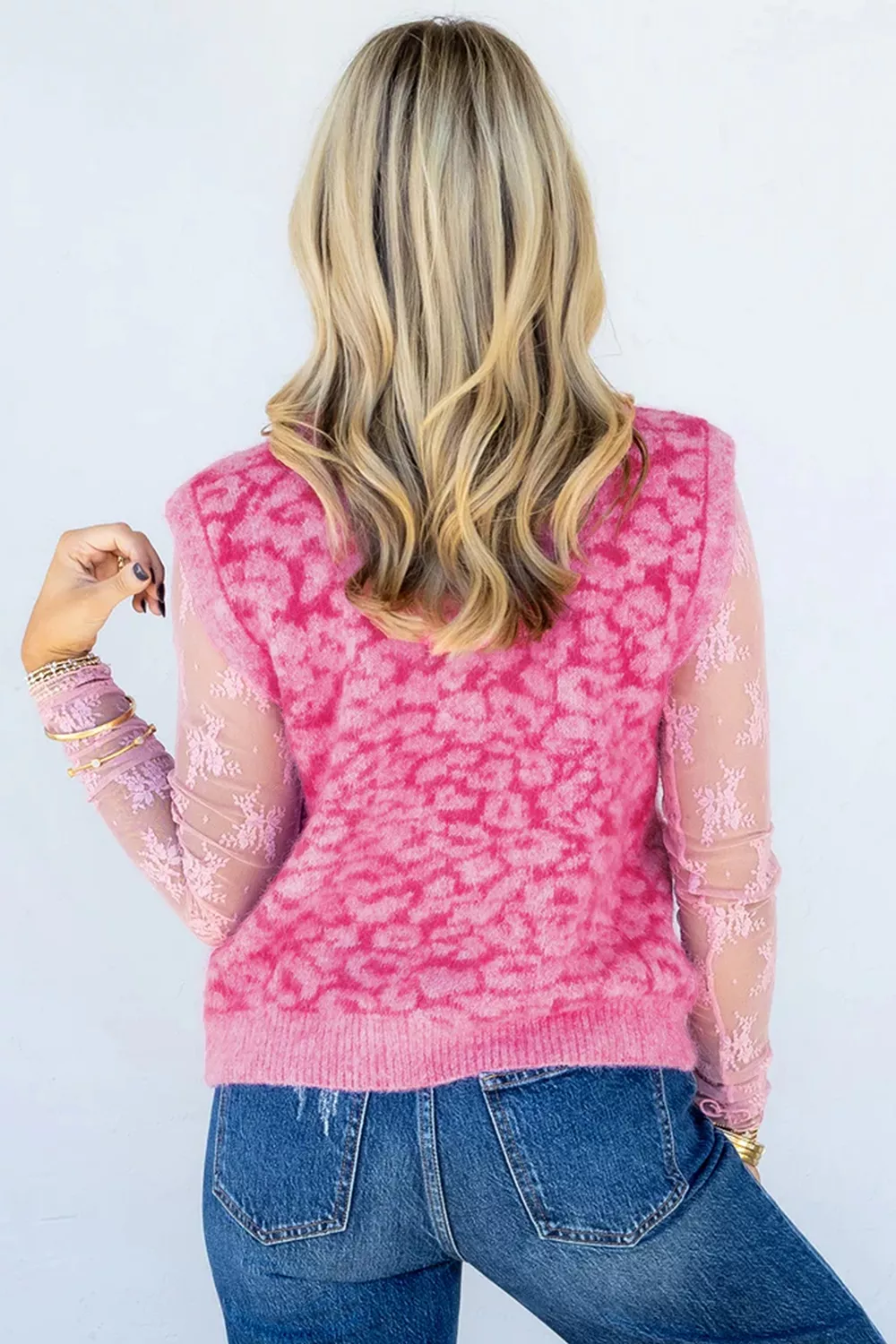 Leopard Button-Down Fuzzy Sweater Vest, image 5
