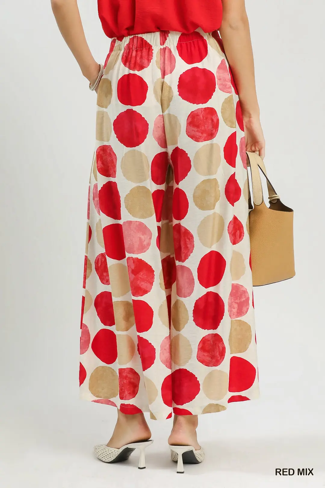 Dot Print Wide Leg Pants, image 3