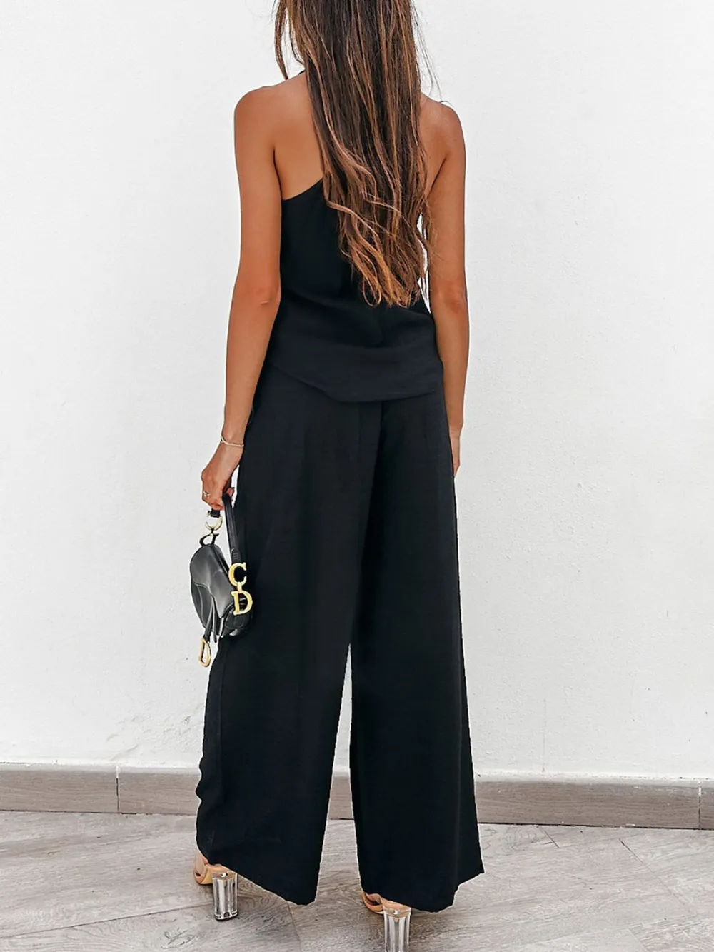 Spaghetti Strap Cami and Wide Leg Pants Set, image 3