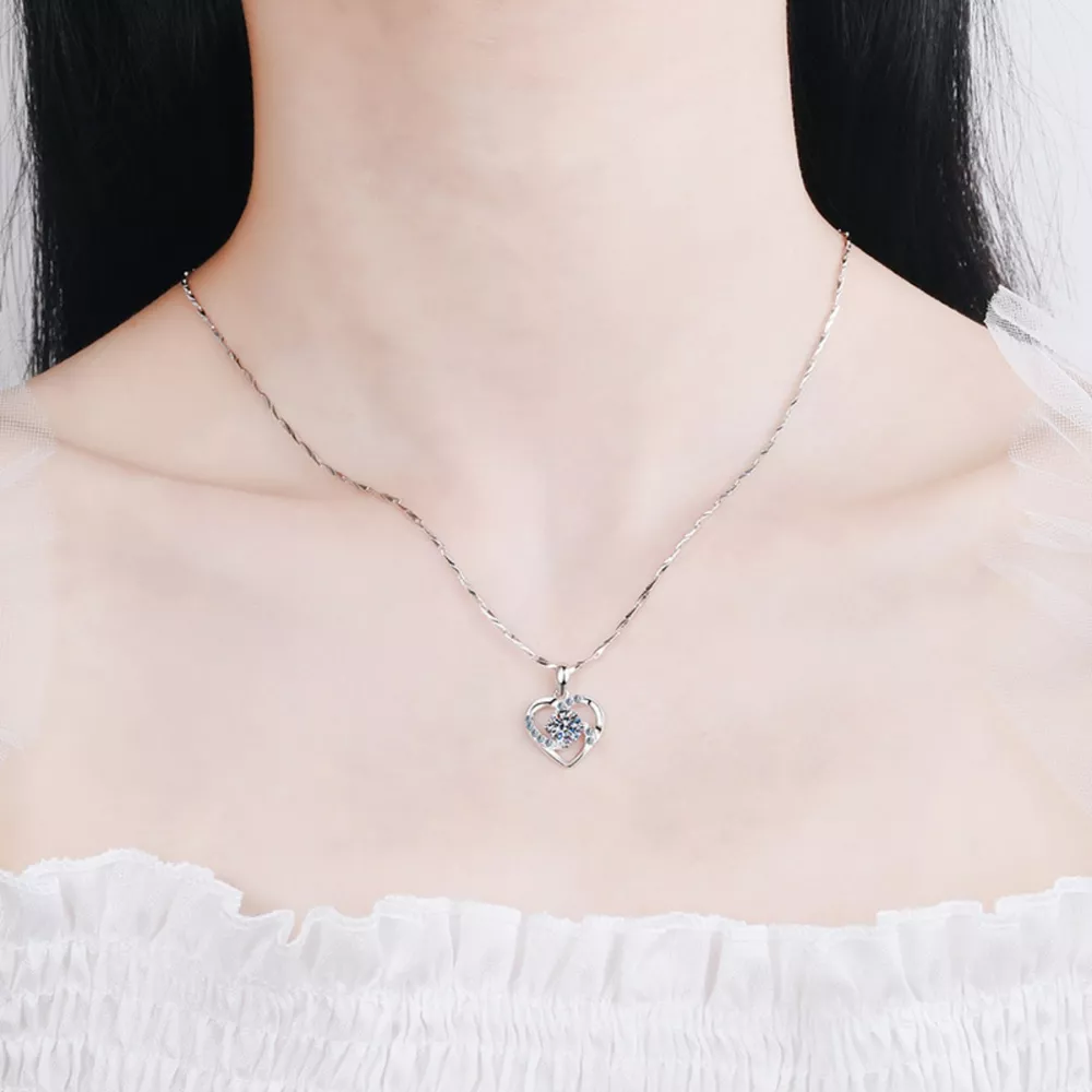 925 Sterling Silver Zircon Heart Necklace, image 5