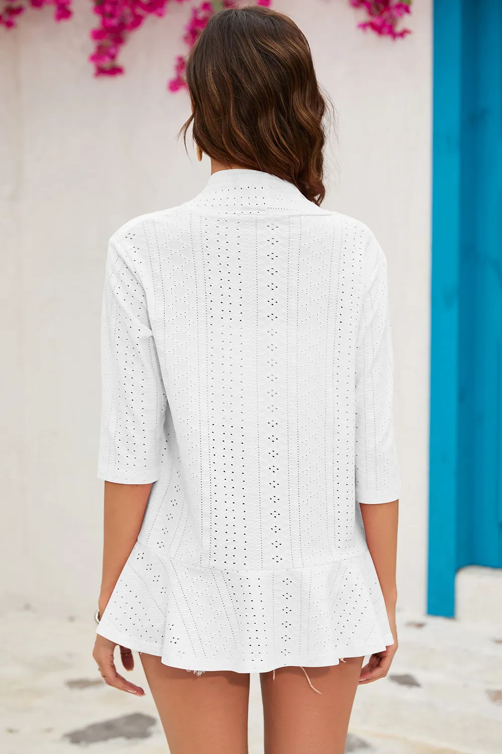 Eyelet Open Front Cardigan, image 13