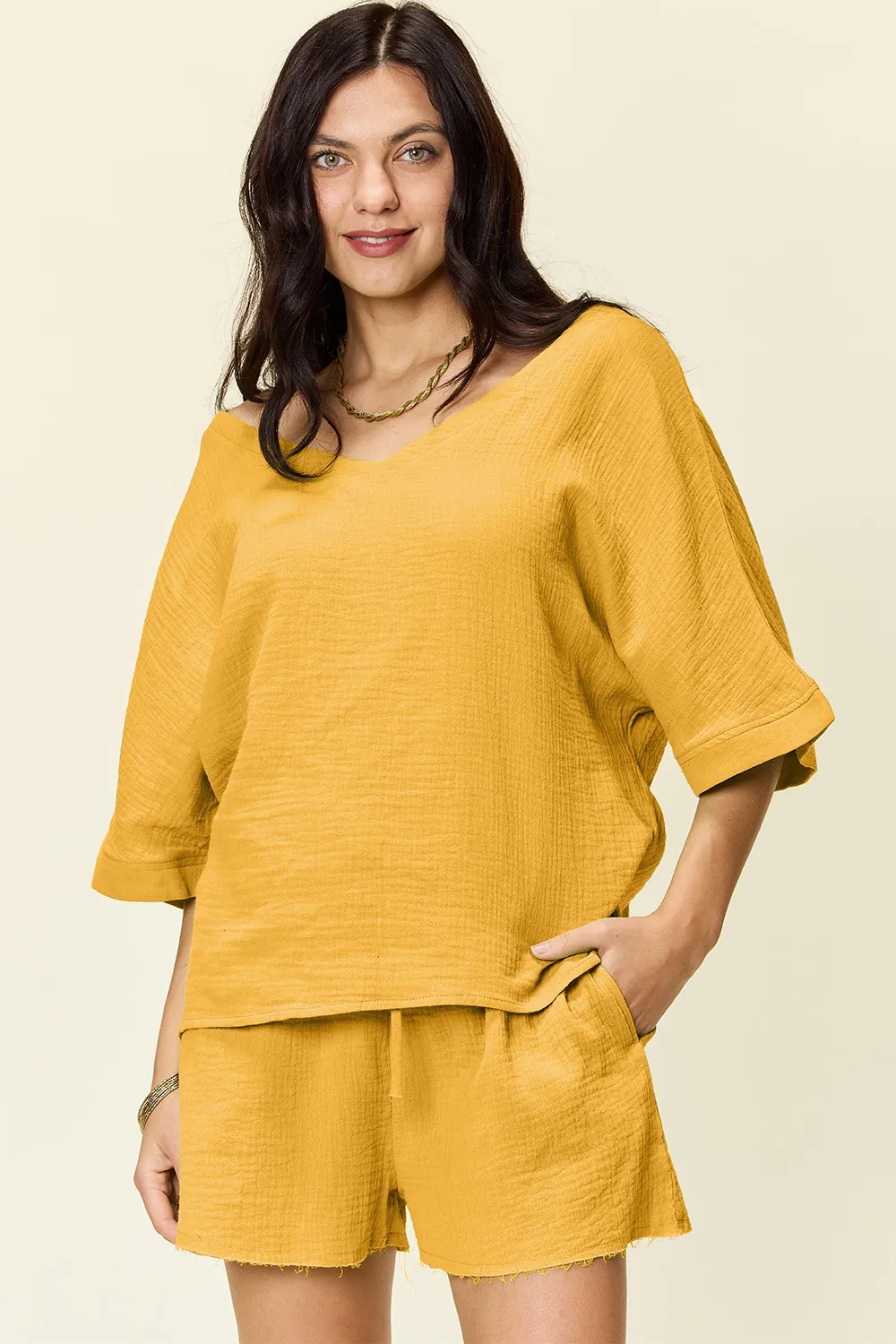 Texture Half Sleeve T-Shirt and Drawstring Shorts Set, image 13