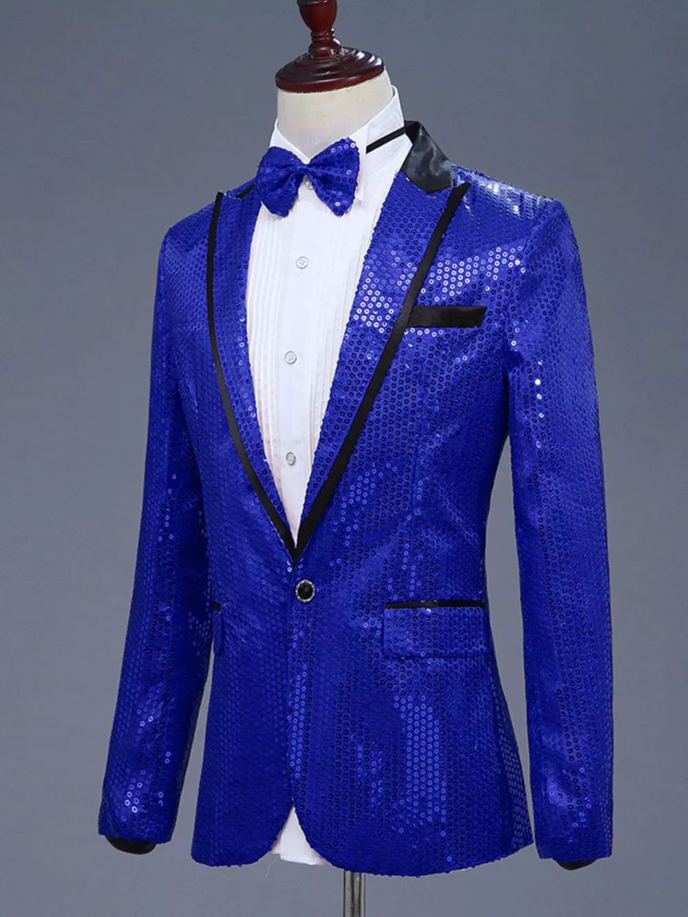 Men's Full Size Sequin One Button Long Sleeve Blazer Plus Size, image 7