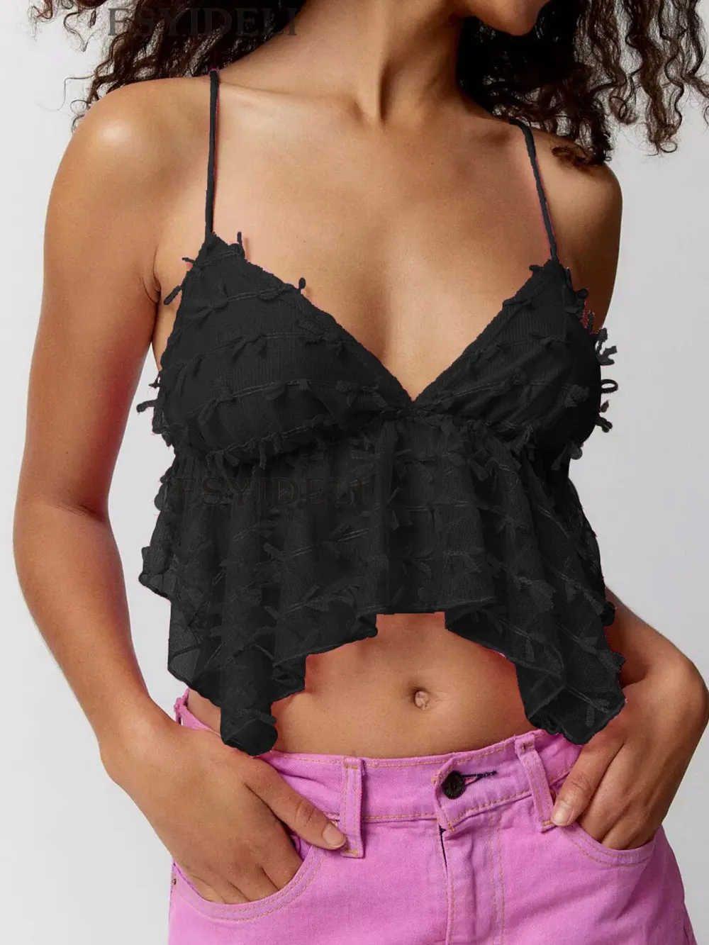 Sheer Lace Cami Top with Delicate Trim