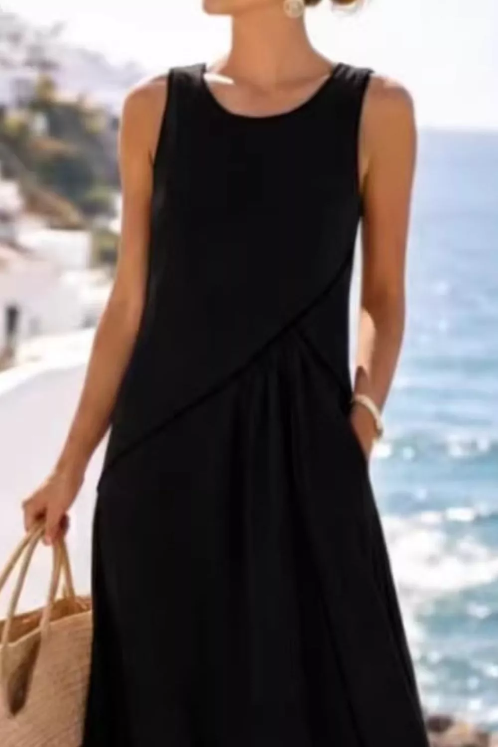 Sleeveless Casual Maxi Dress with Contrast Trim, image 12