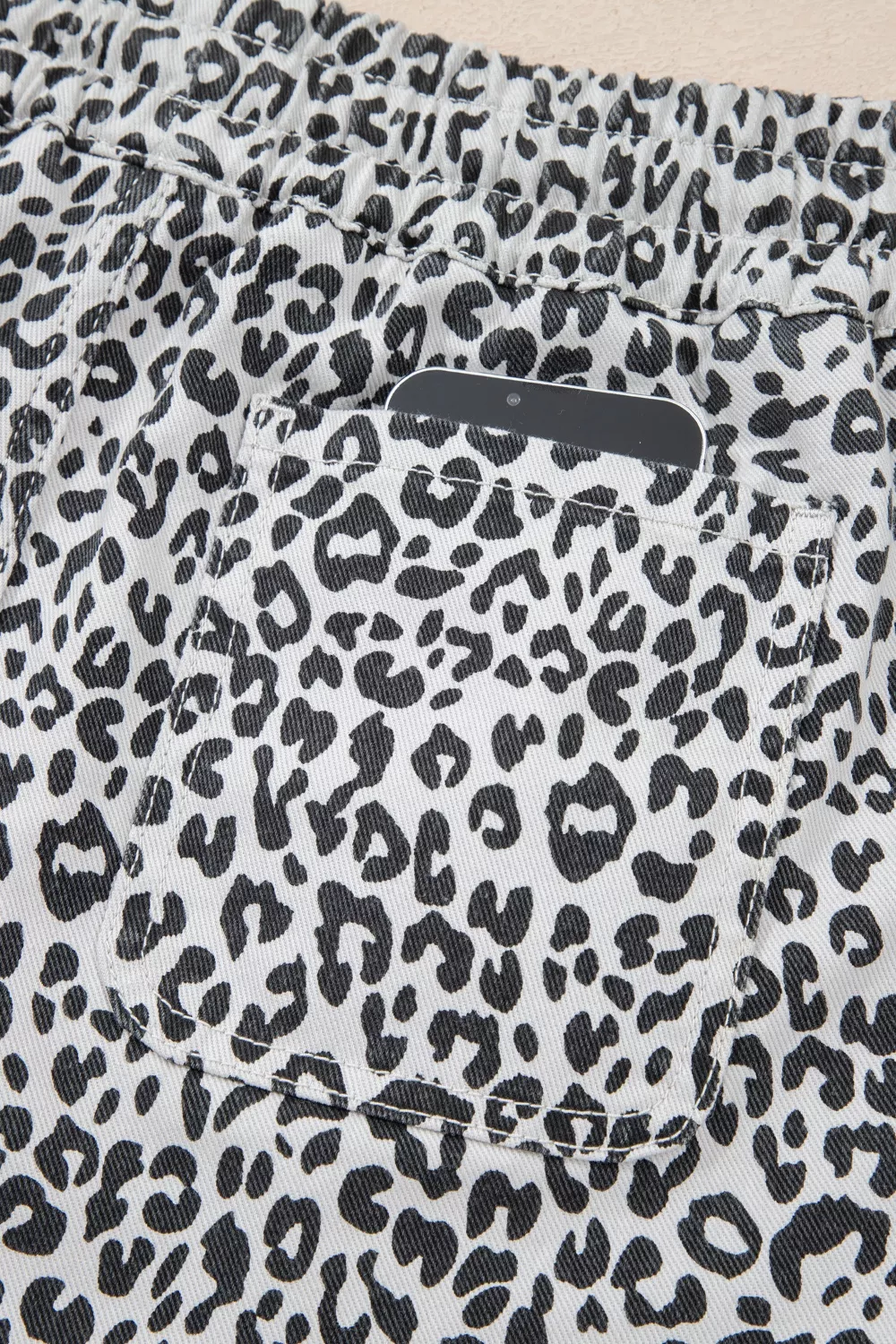 Leopard Print Tassel Drawstring Casual Denim Skort, image 10