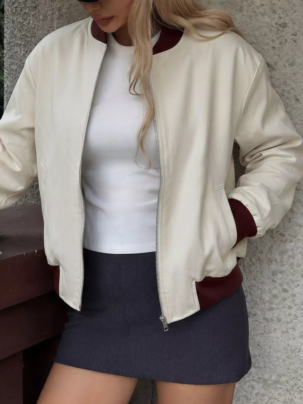 Contrast Trim Zip Up Jacket, image 3