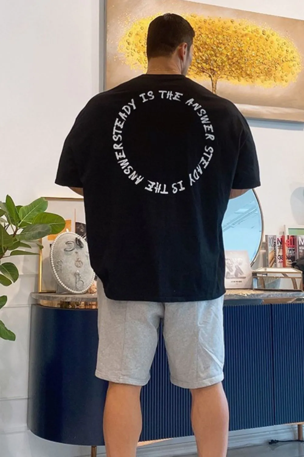 Men's Plus Size Letter Round Neck Half Sleeve T-Shirt, image 6