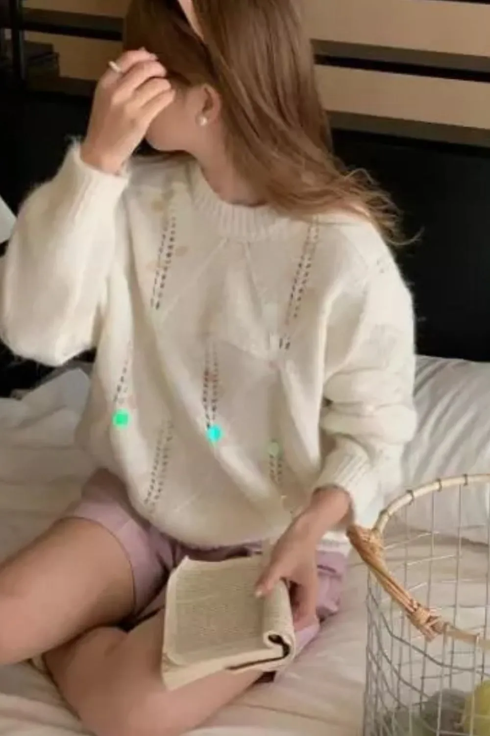 Sequin Round Neck Long Sleeve Sweater, image 10