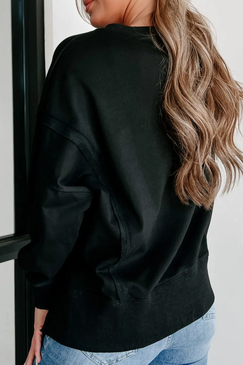 Side Slit Round Neck Long Sleeve Sweatshirt, image 27