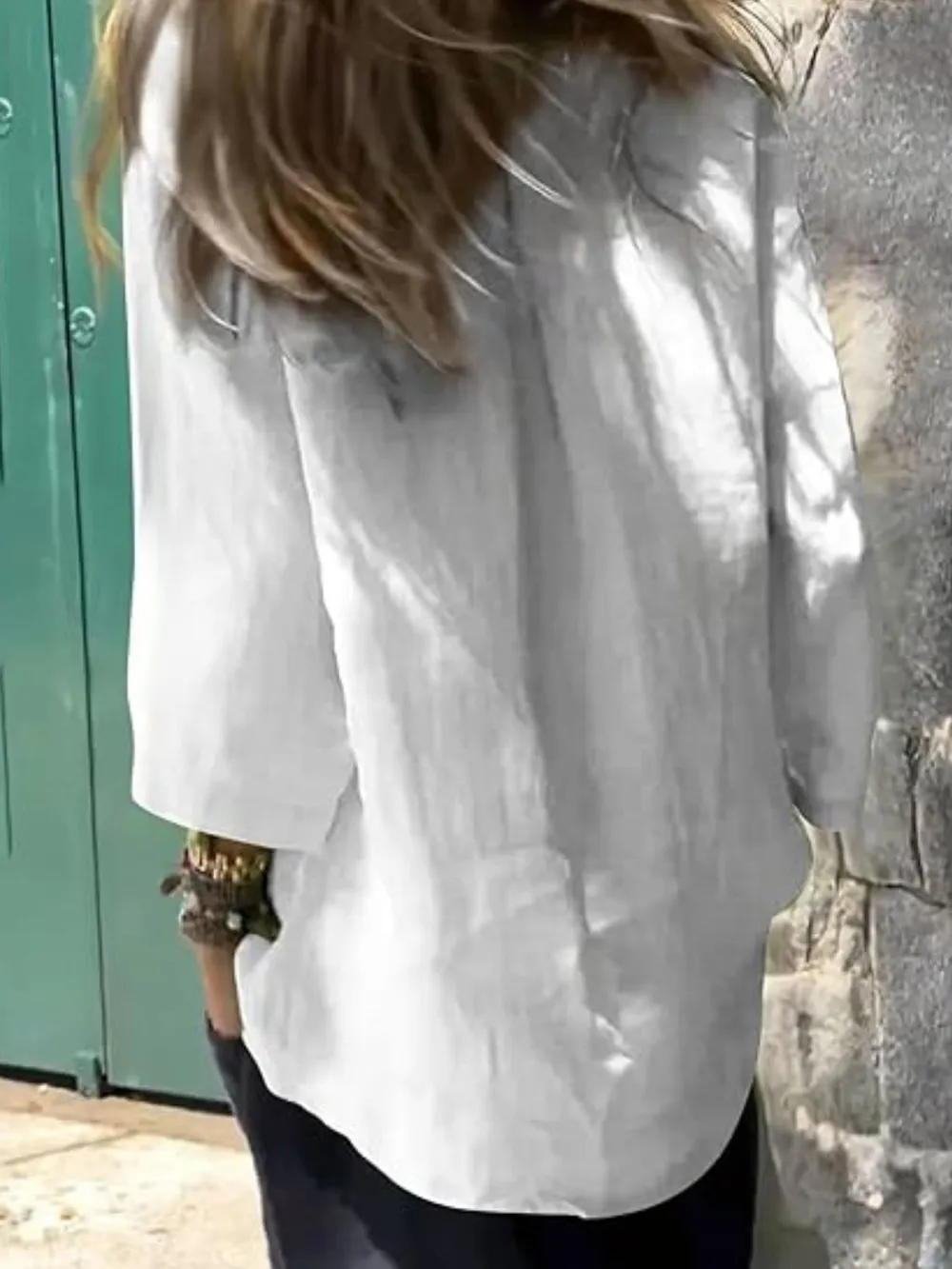 Full Size Round Neck Relaxed Fit Blouse Plus Size, image 7