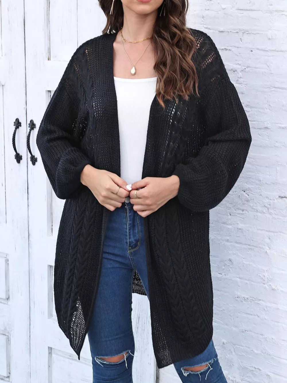 Open Front Long Sleeve Cardigan, image 3