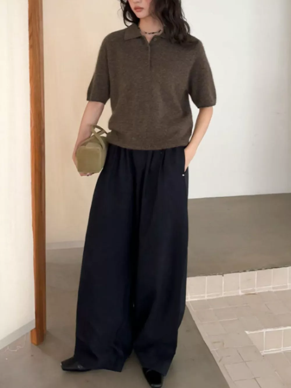 Wool Short-Sleeve knitted Polo Shirt, image 17