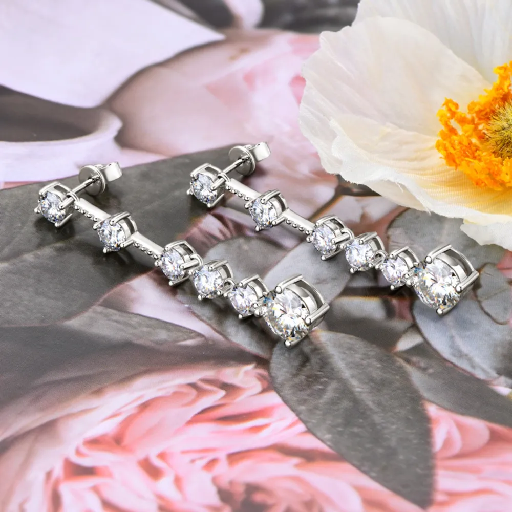 4 Carat Moissanite 925 Sterling Silver Earrings, image 3