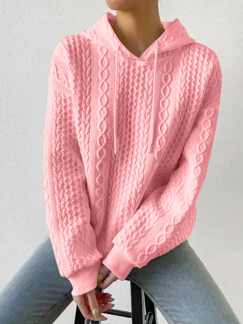 Drawstring Drop Shoulder Long Sleeve Hoodie, image 21