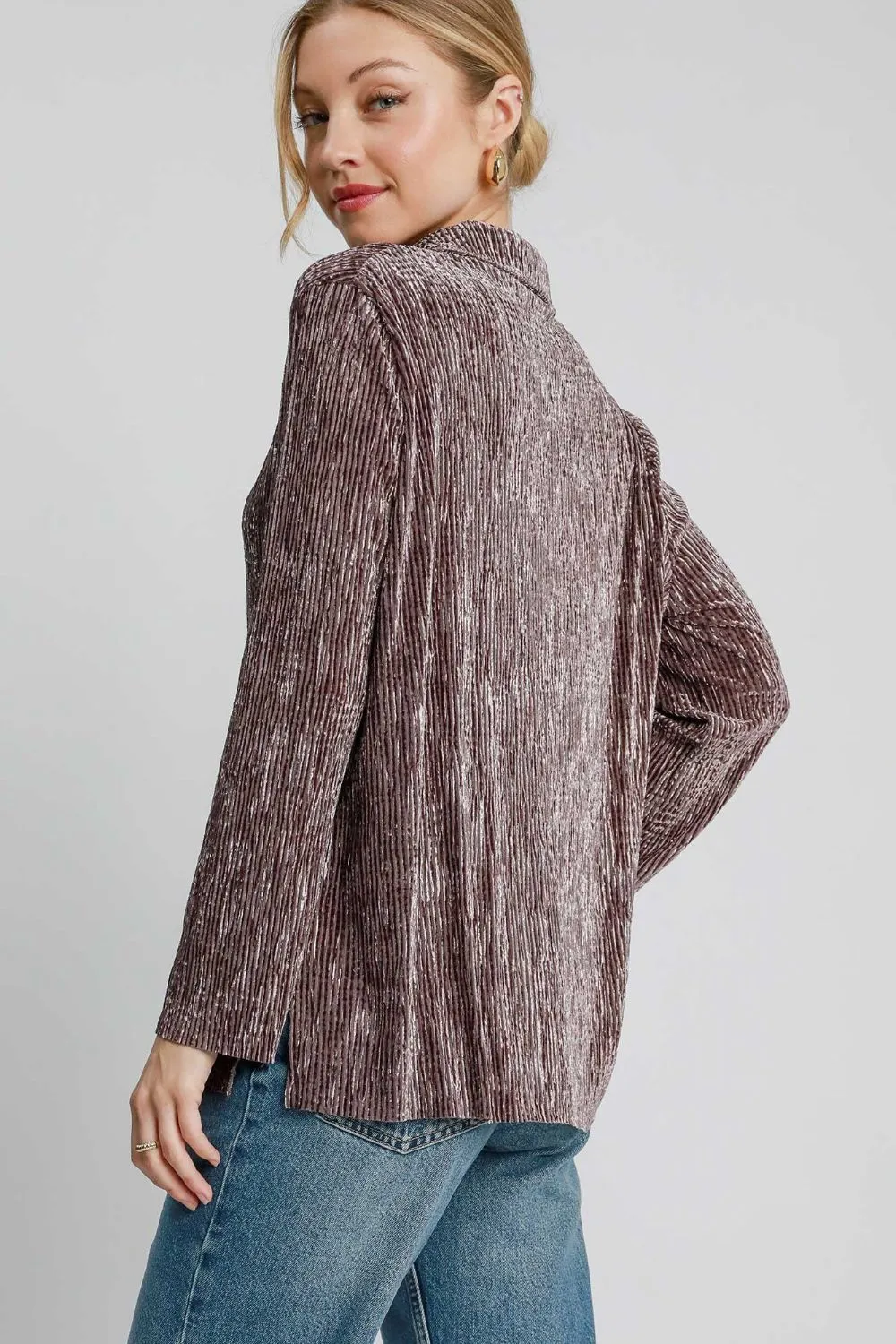 Side Slit Texture Button Up Shirt, image 2