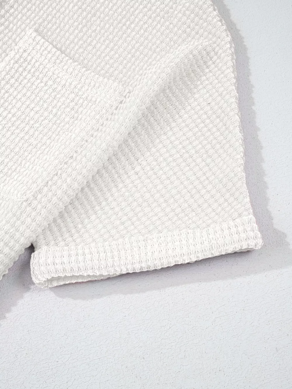 Waffle Knit Button Detail Top, image 8