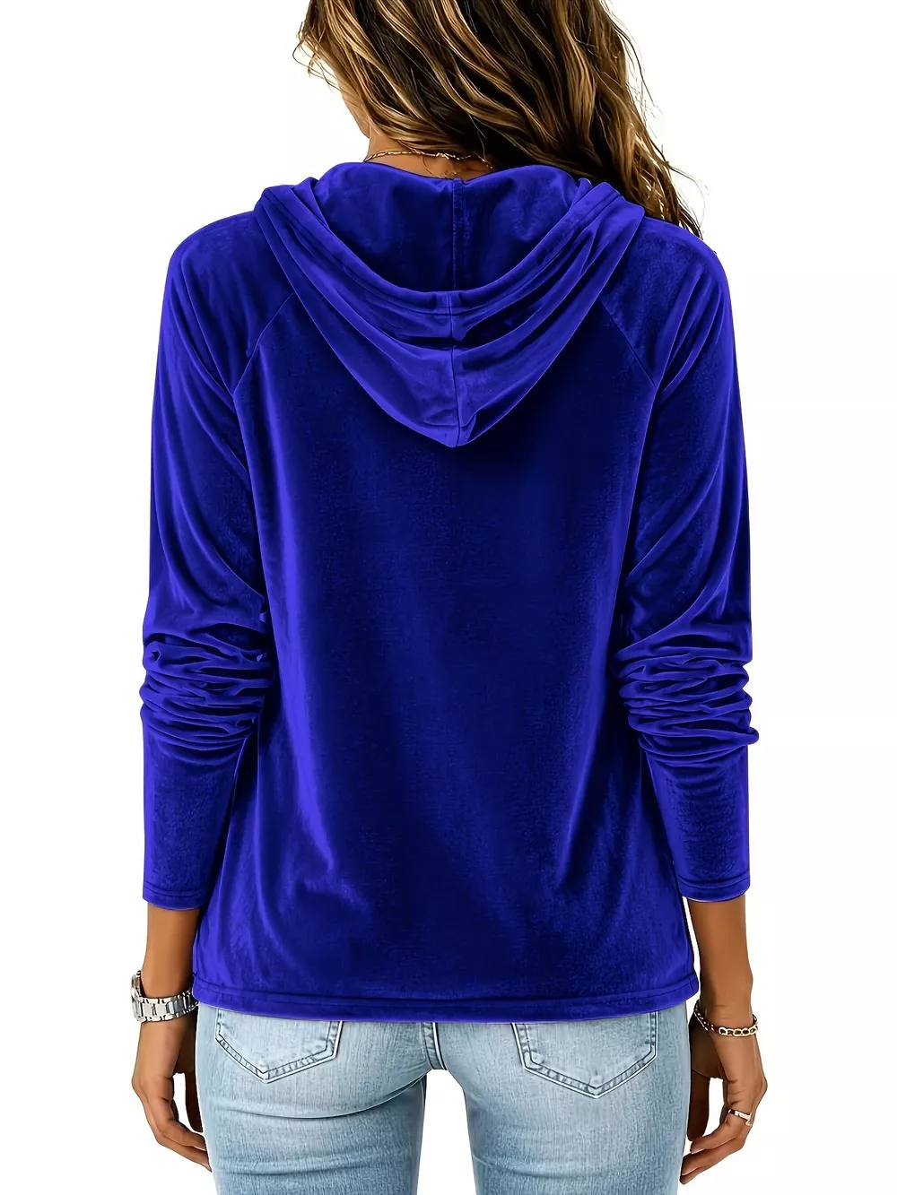 Full Size Velvet Drawstring Long Sleeve Hoodie Plus Size, image 10