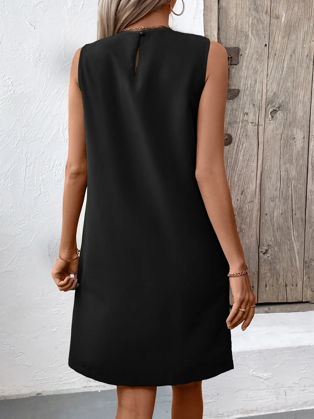Pocketed Round Neck Sleeveless Mini Dress, image 24