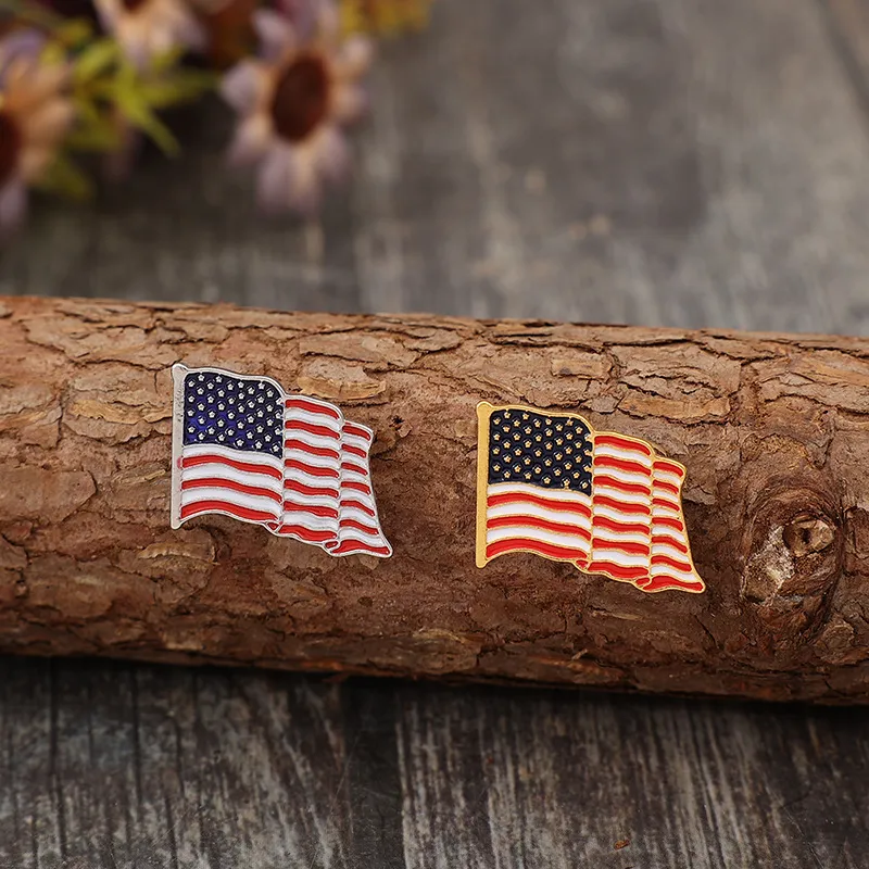 2 Piece Drip Oil US Flag Brooch, image 2