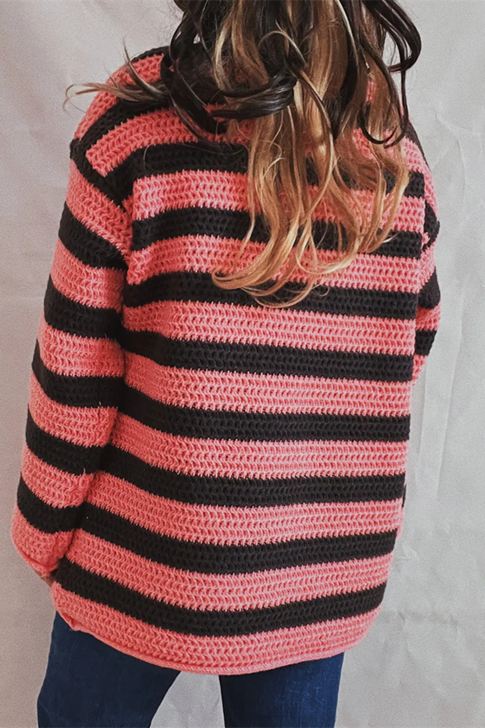 Striped Round Neck Dropped Shoulder Sweater, image 13