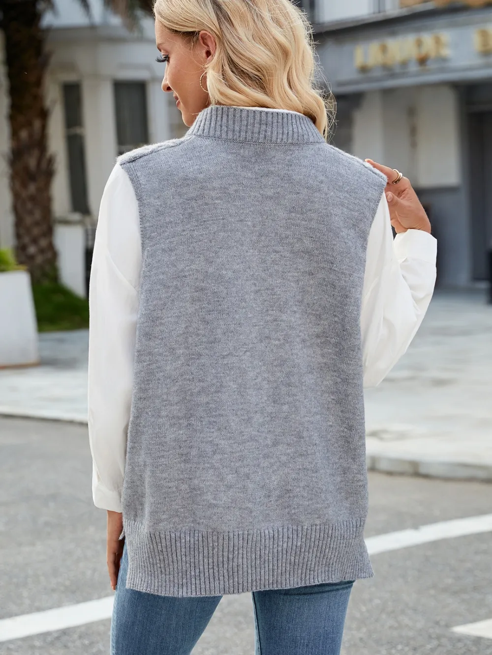 Cable Knit V-Neck Sweater Vest, image 13