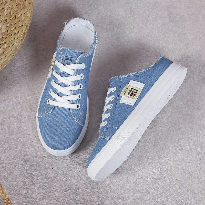 Frayed Hem Lace Up Canvas Sneakers, image 3