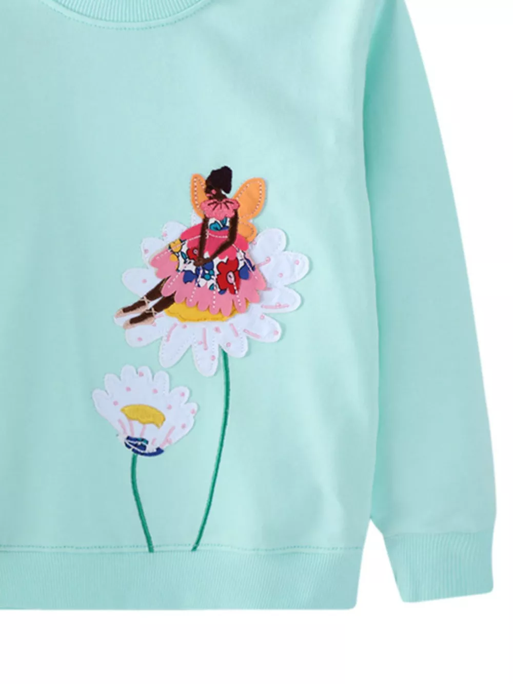 Children's Flower Embroidered Crew Neck Sweatshirt, image 2