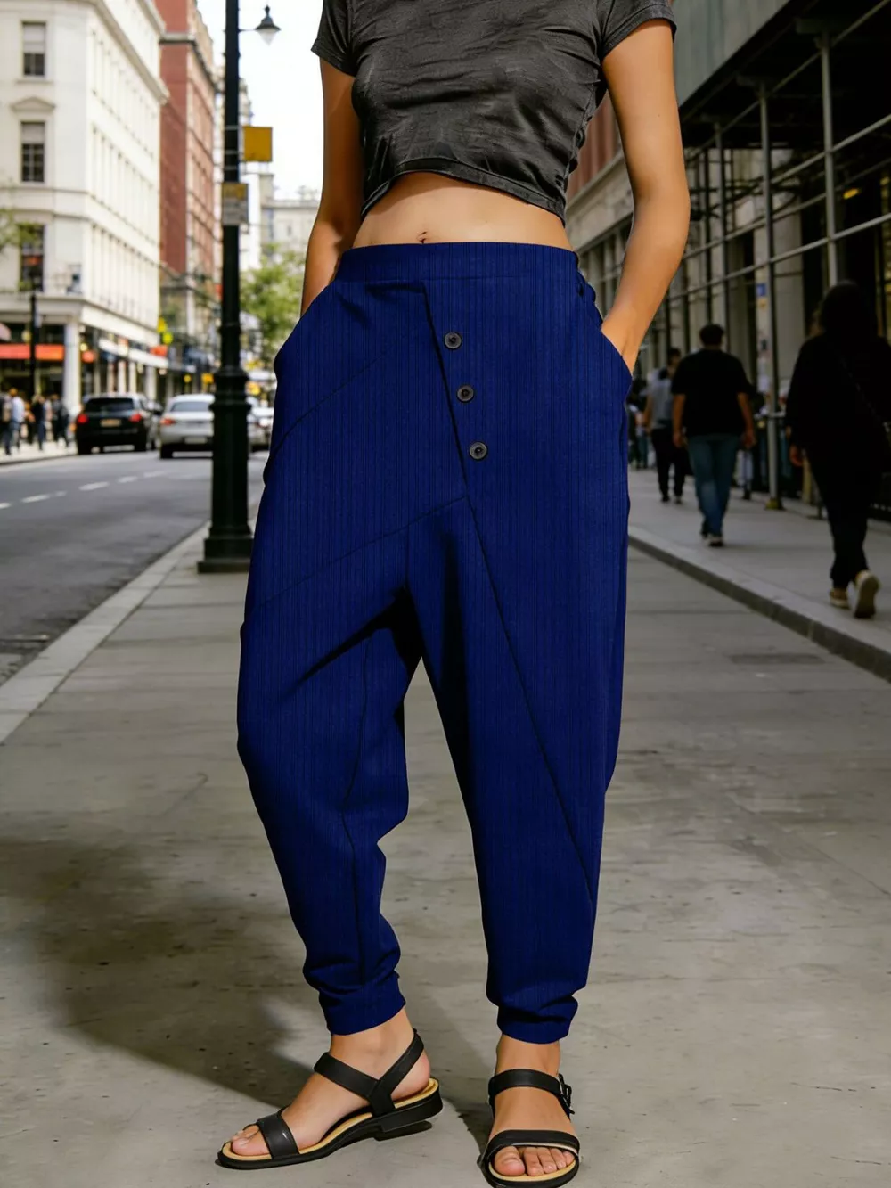 Plus Size Casual Elastic Waist Harem Pants, image 9