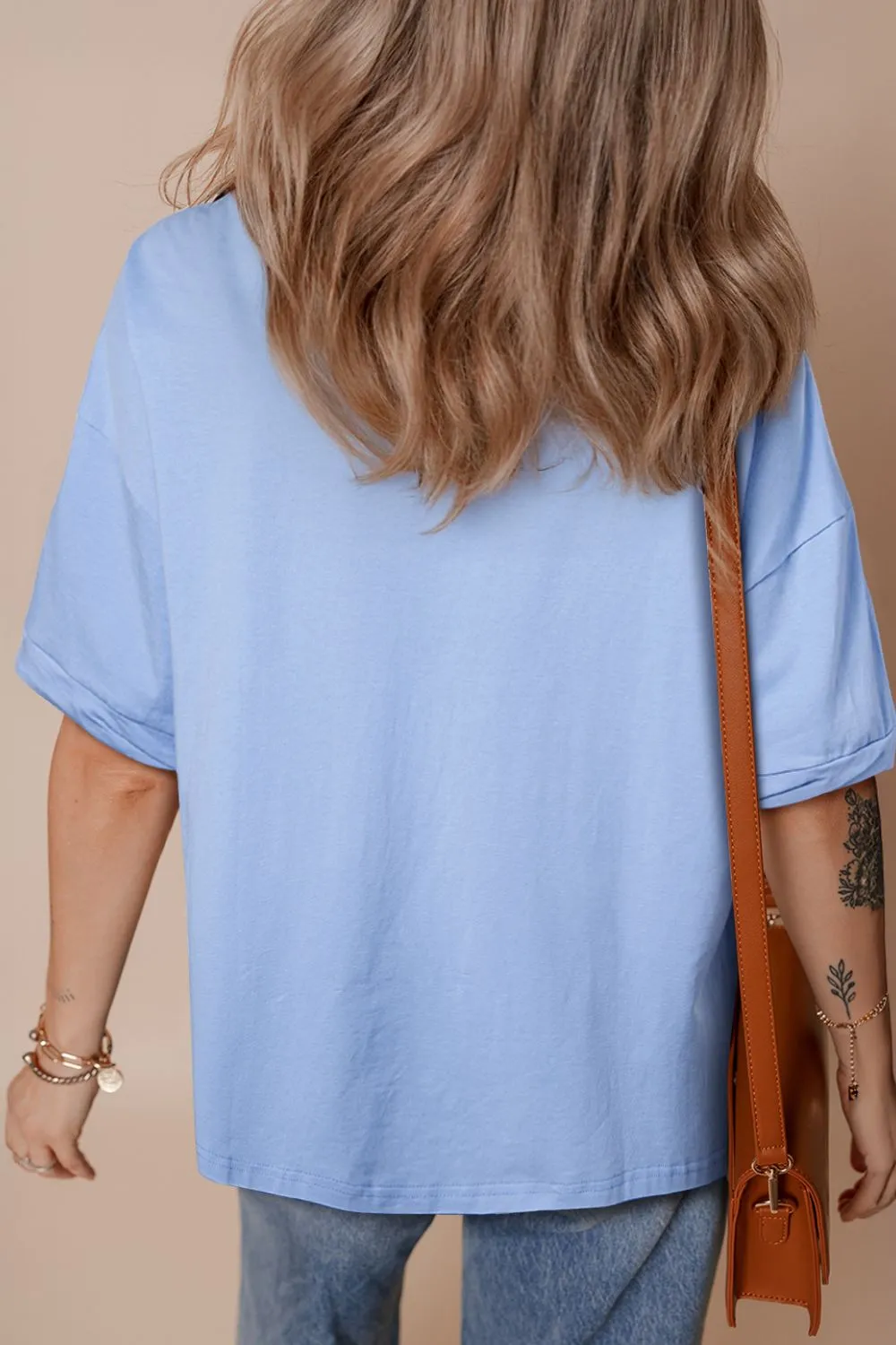 USA Patched Drop Sleeve Crewneck T Shirt, image 3