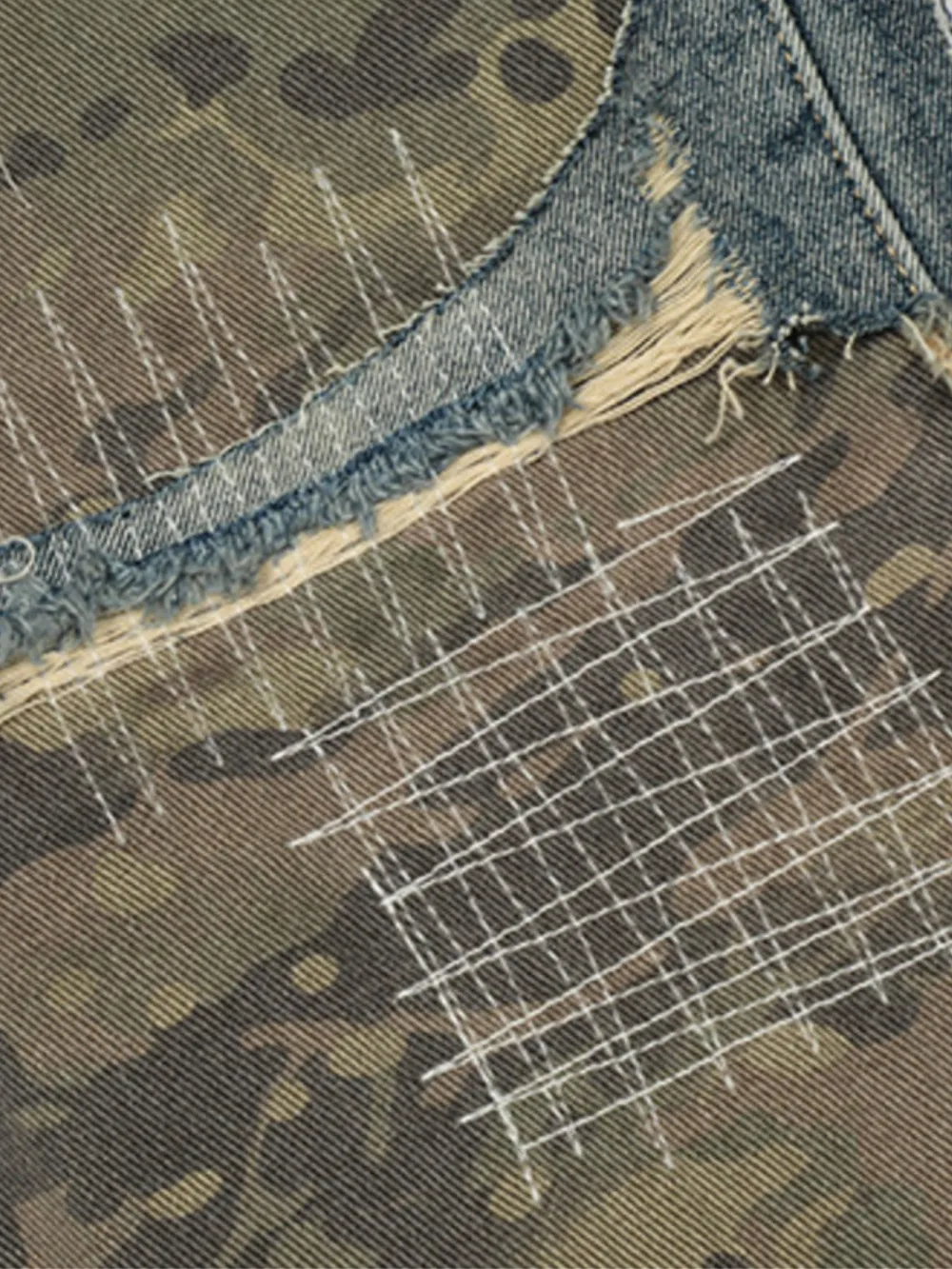 Men's Distressed Camouflage Patchwork Jeans, image 6