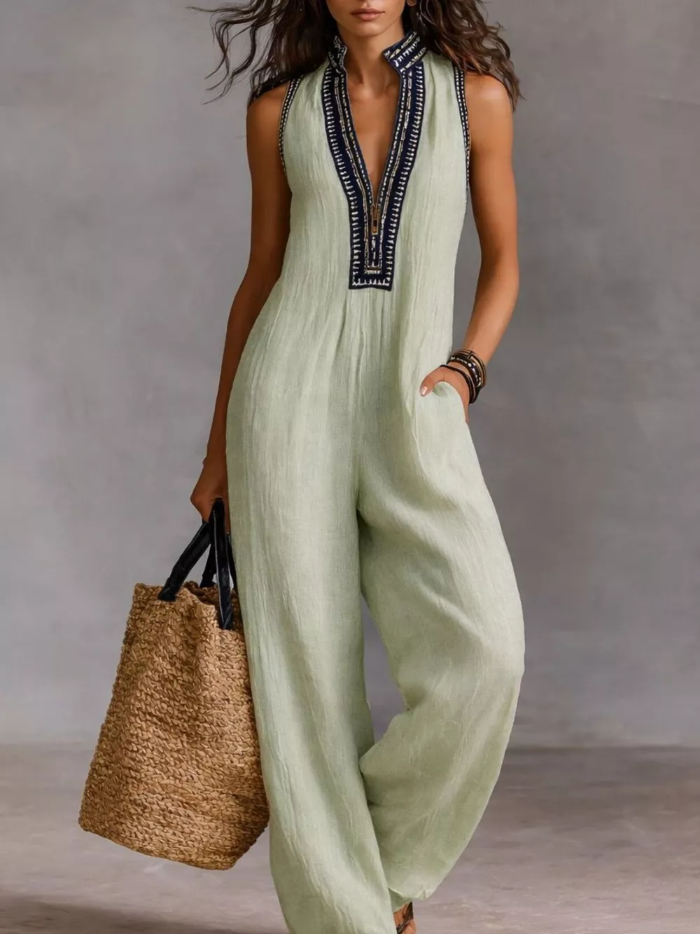 Full Size Sleeveless Wide-Leg Jumpsuit Plus SIze, image 5
