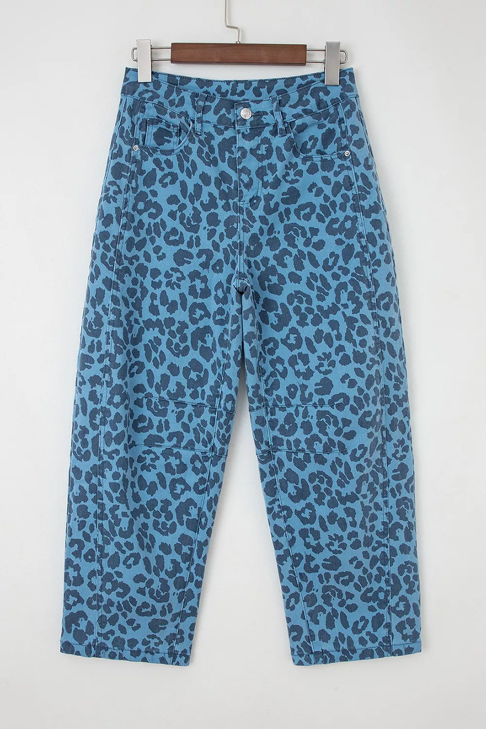 Leopard Print Barrel Leg Jeans, image 8