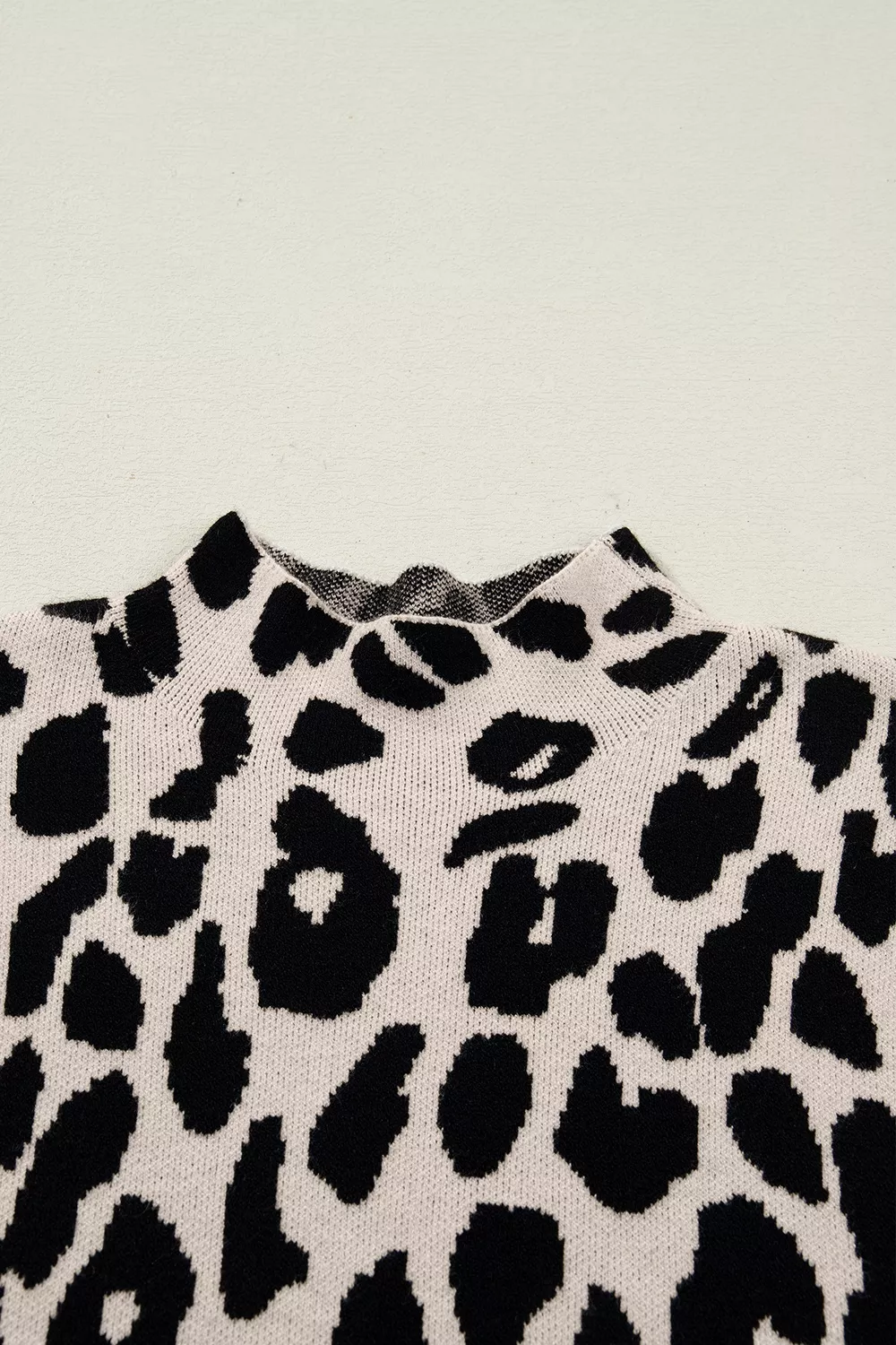 Leopard Print High Neck Short Sleeve Sweater, image 9