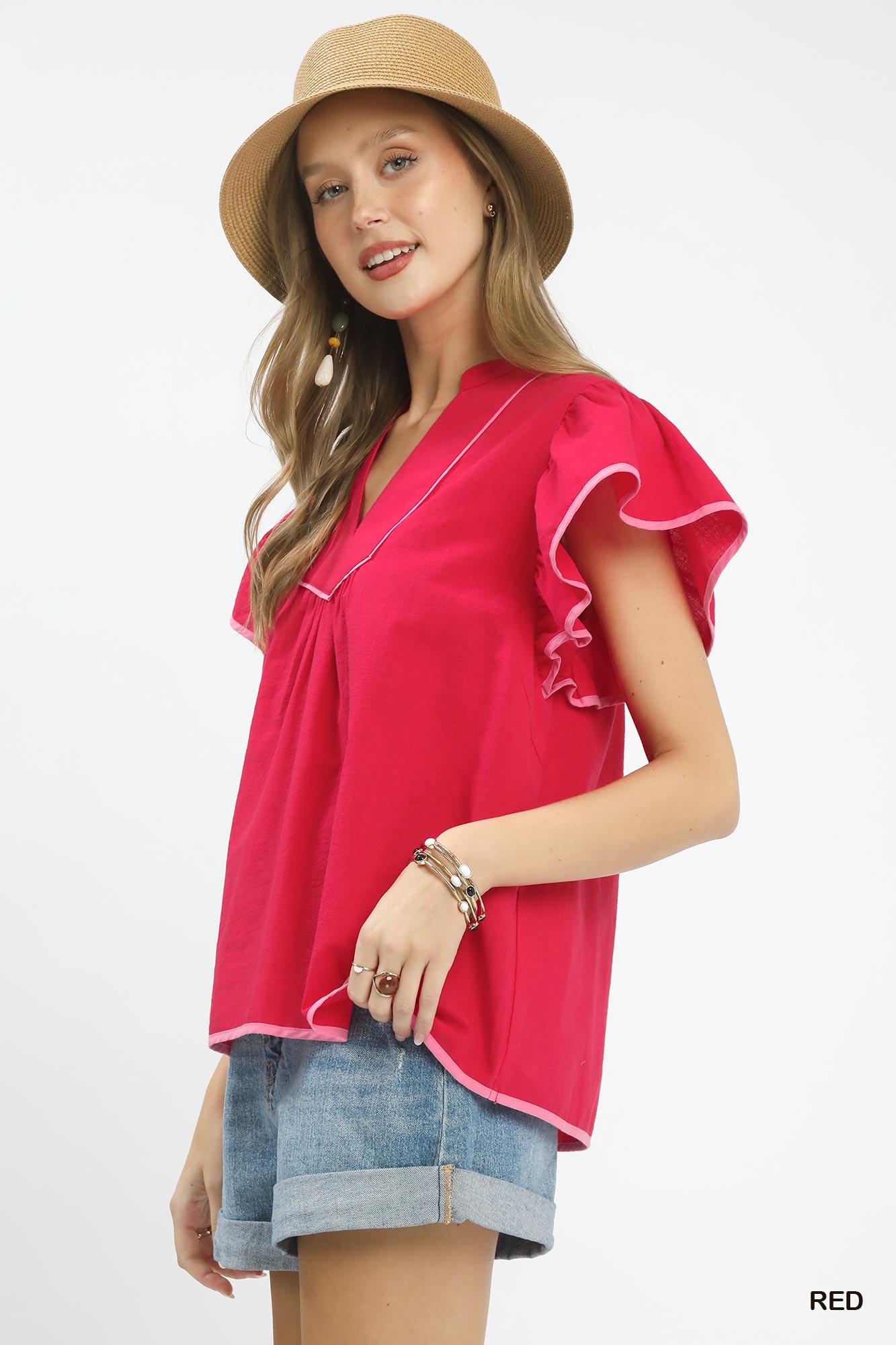 Contrast Trim Babydoll Blouse, image 4
