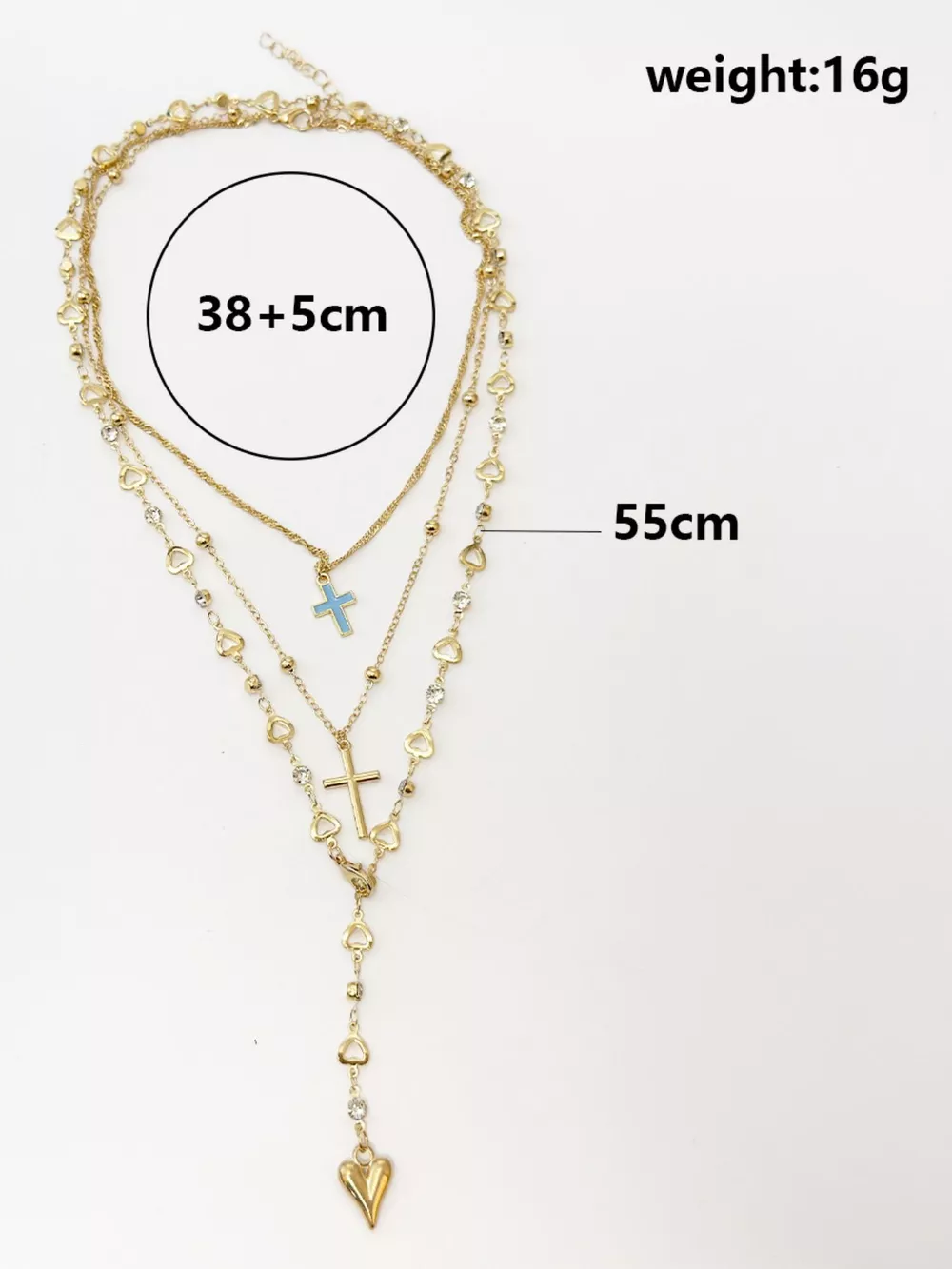 Layered Cross and Heart Necklace, image 9