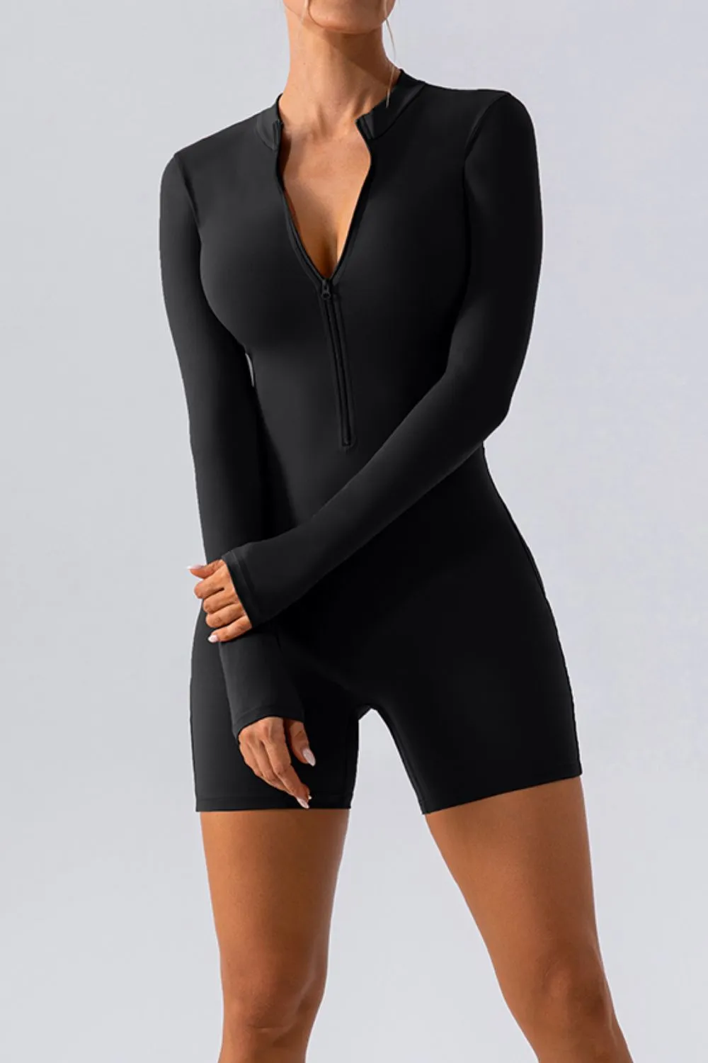 Half Zip Long Sleeve Active Romper, image 14