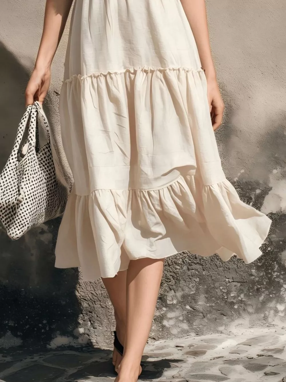 Full Size Ruffled V-Neck Tiered Midi Dress Plus Size, image 3