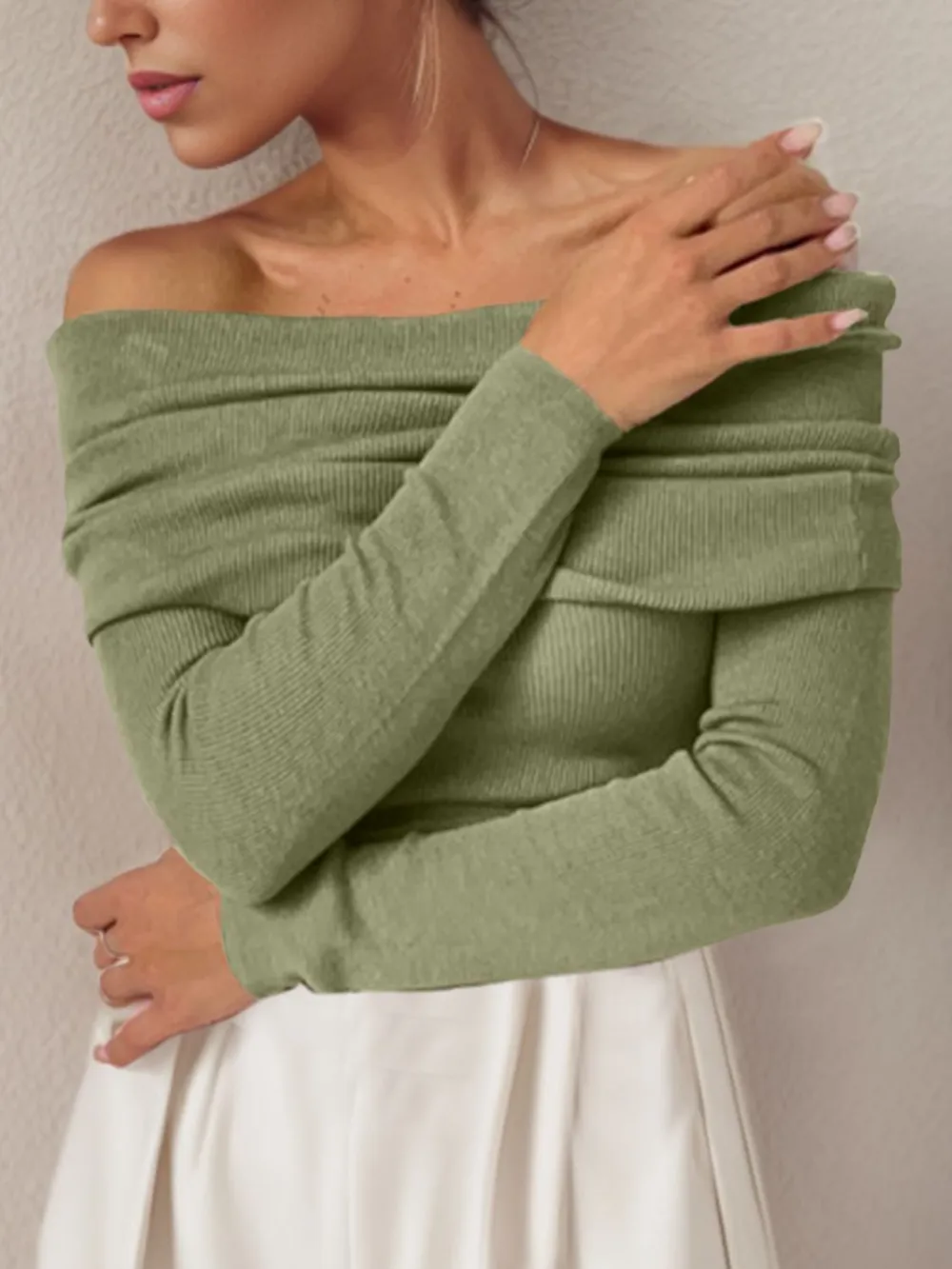 Off-Shoulder Long Sleeve Sweater, image 8