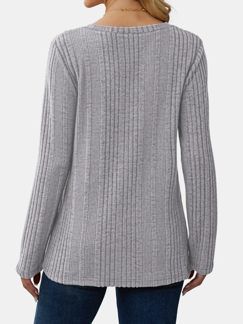 V-Neck Long Sleeve T-Shirt, image 10