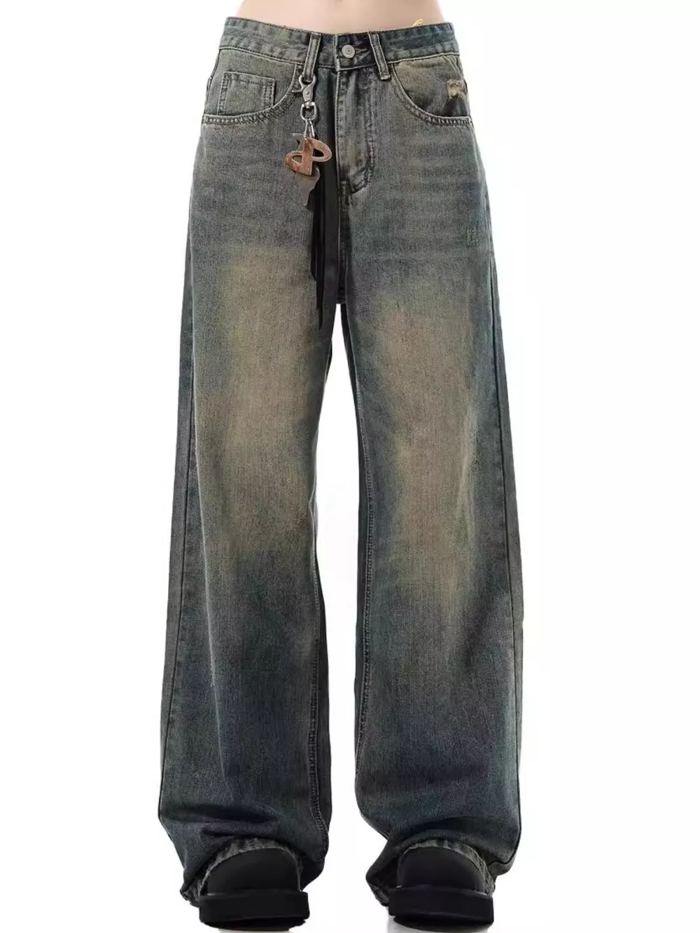 Men's Full Size Vintage Wash Wide Leg Jeans Plus Size, image 3