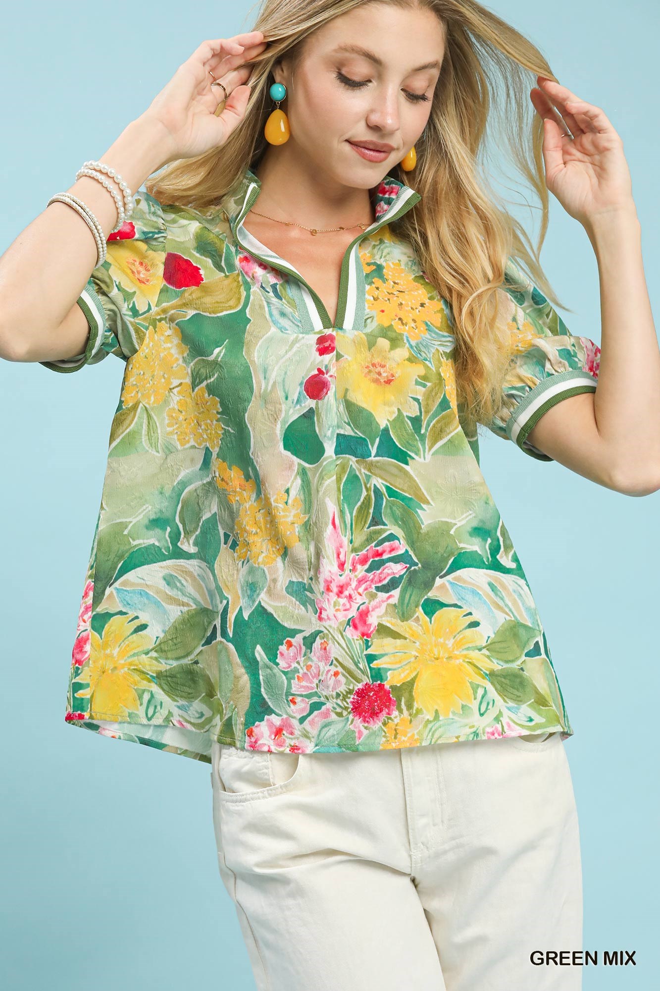 Jacquard Bloomscape Print Top
