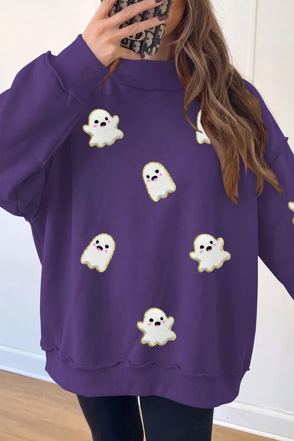 Halloween Ghost Mock Neck Tunic Sweatshirt