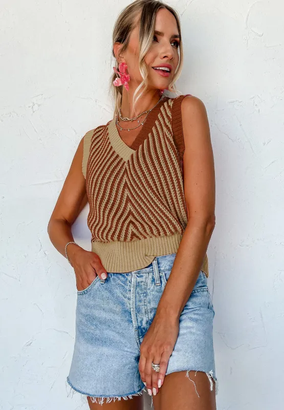 Striped Contrast V-Neck Sweater Vest, image 9