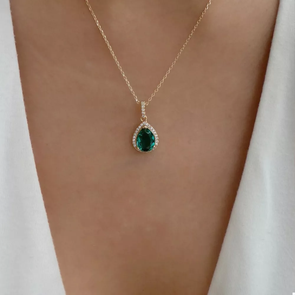18K Gold-Plated Teardrop Pendant Necklace, image 2