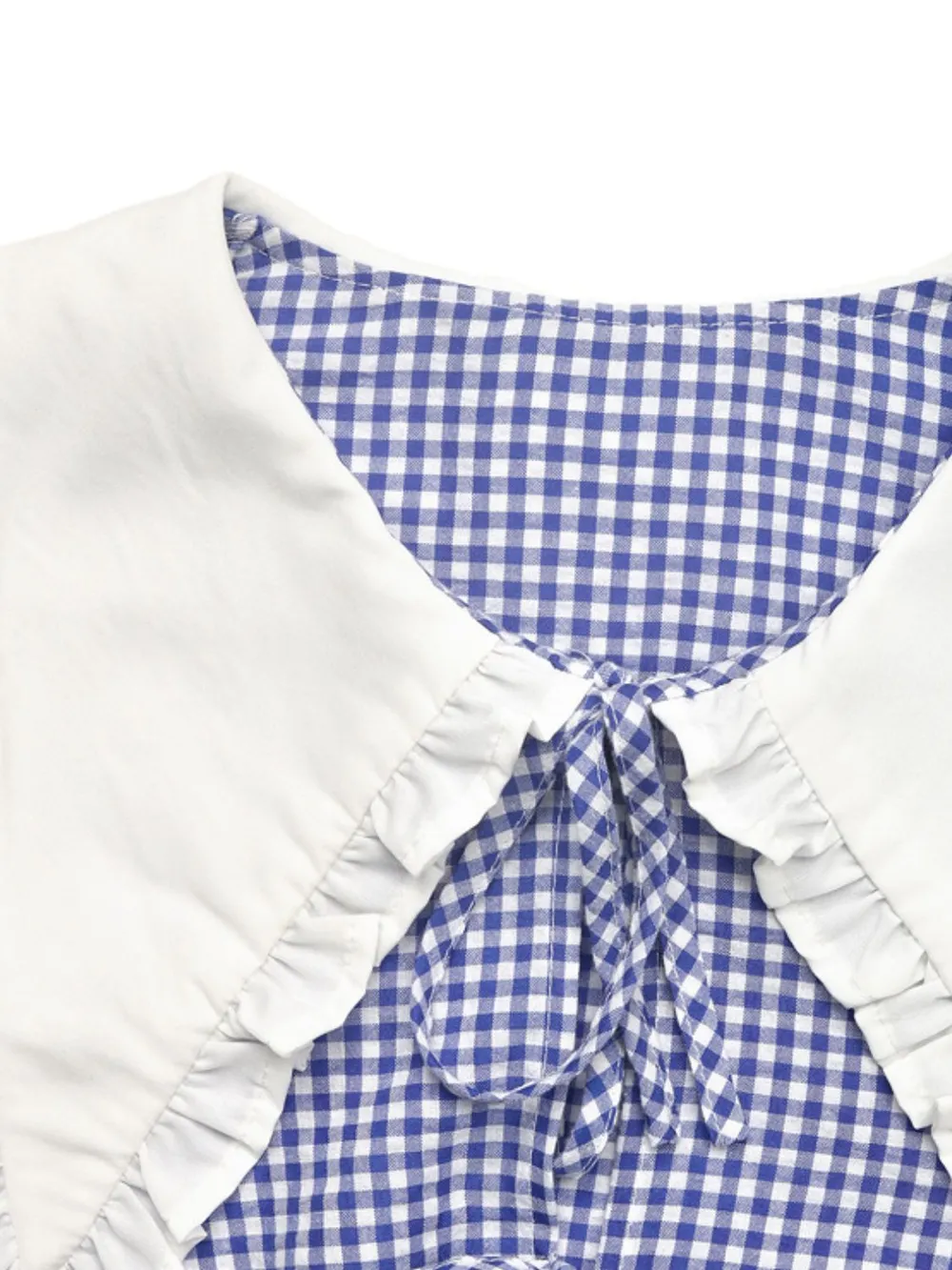 Tie Front Plaid Flounce Sleeve Blouse, image 4