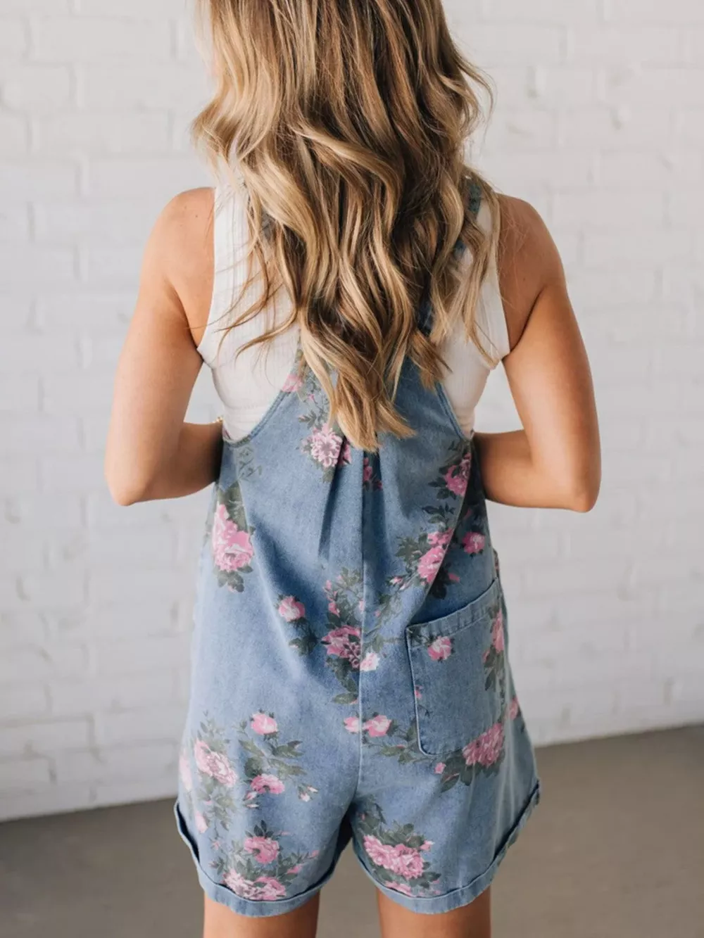 Floral Print Denim Overalls, image 2