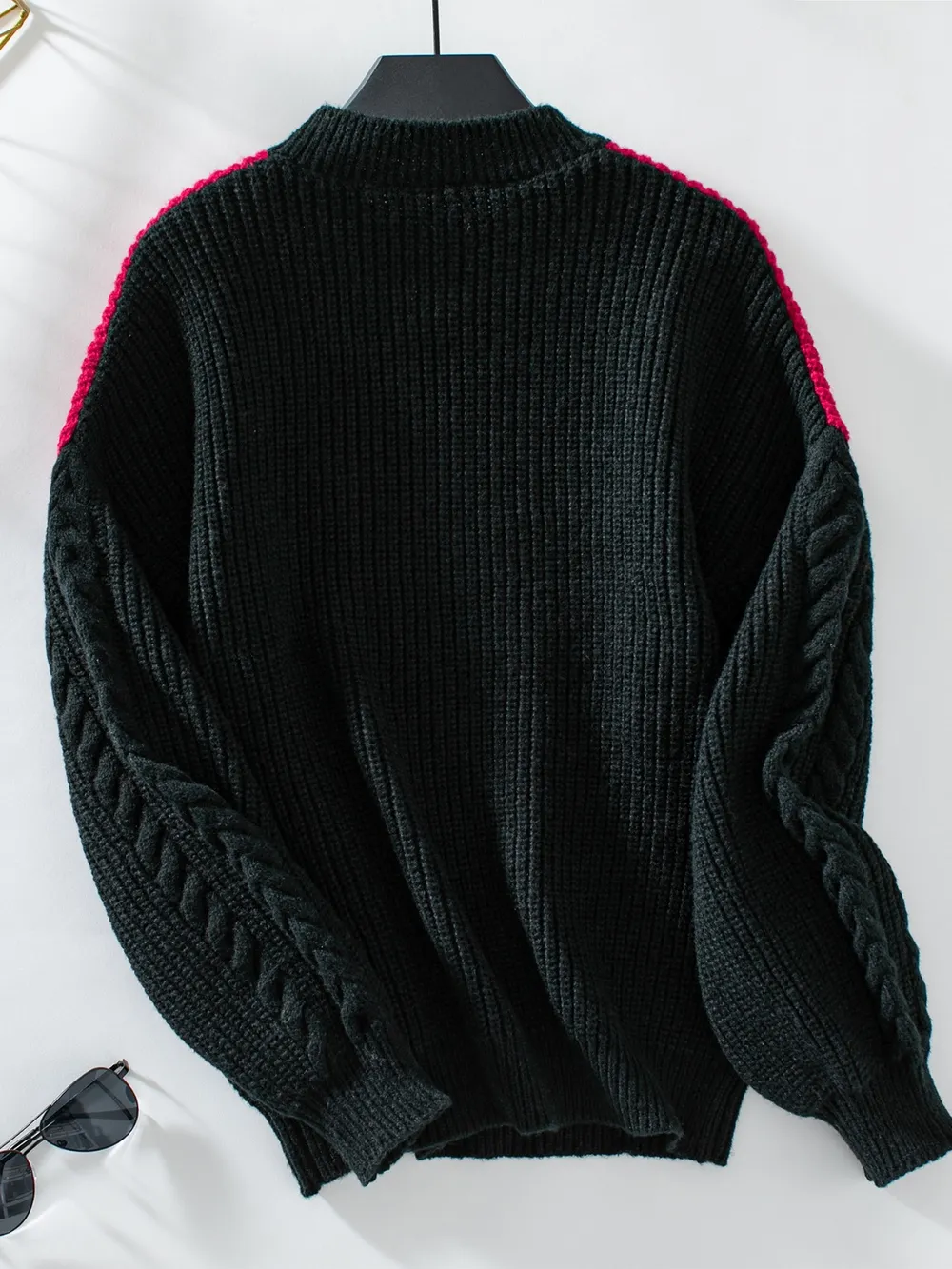 Contrast Round Neck Long Sleeve Sweater, image 10