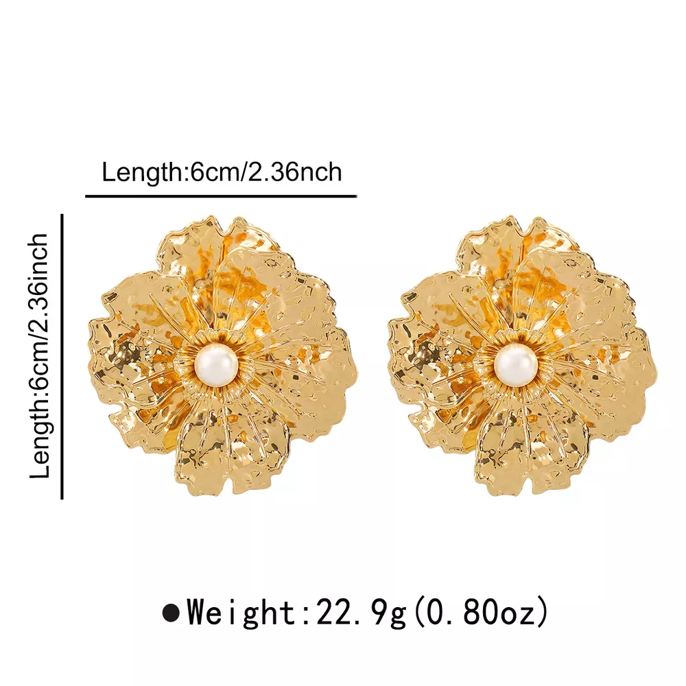 18K Gold-Plated Flower Earrings, image 4
