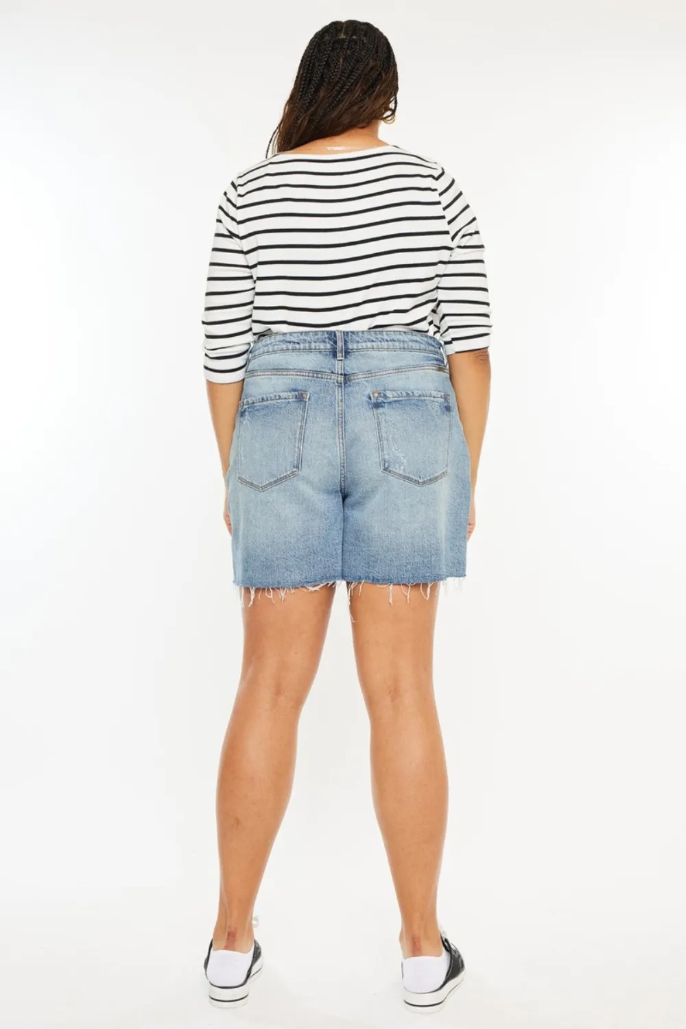 Full Size Raw Hem High Waist Denim Shorts, image 10